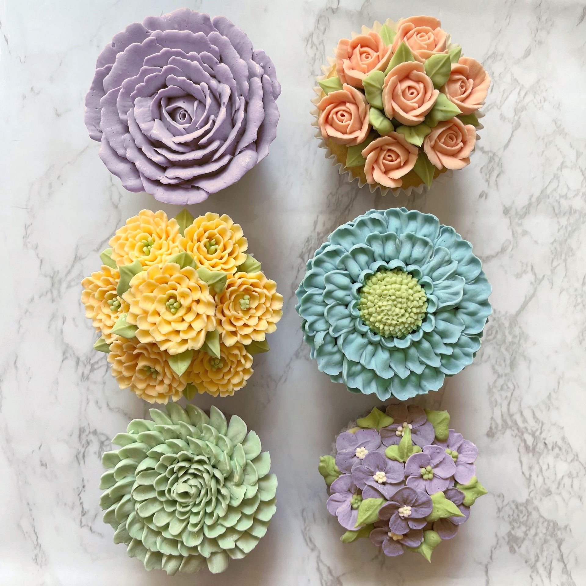 Colorful buttercream flower cupcakes